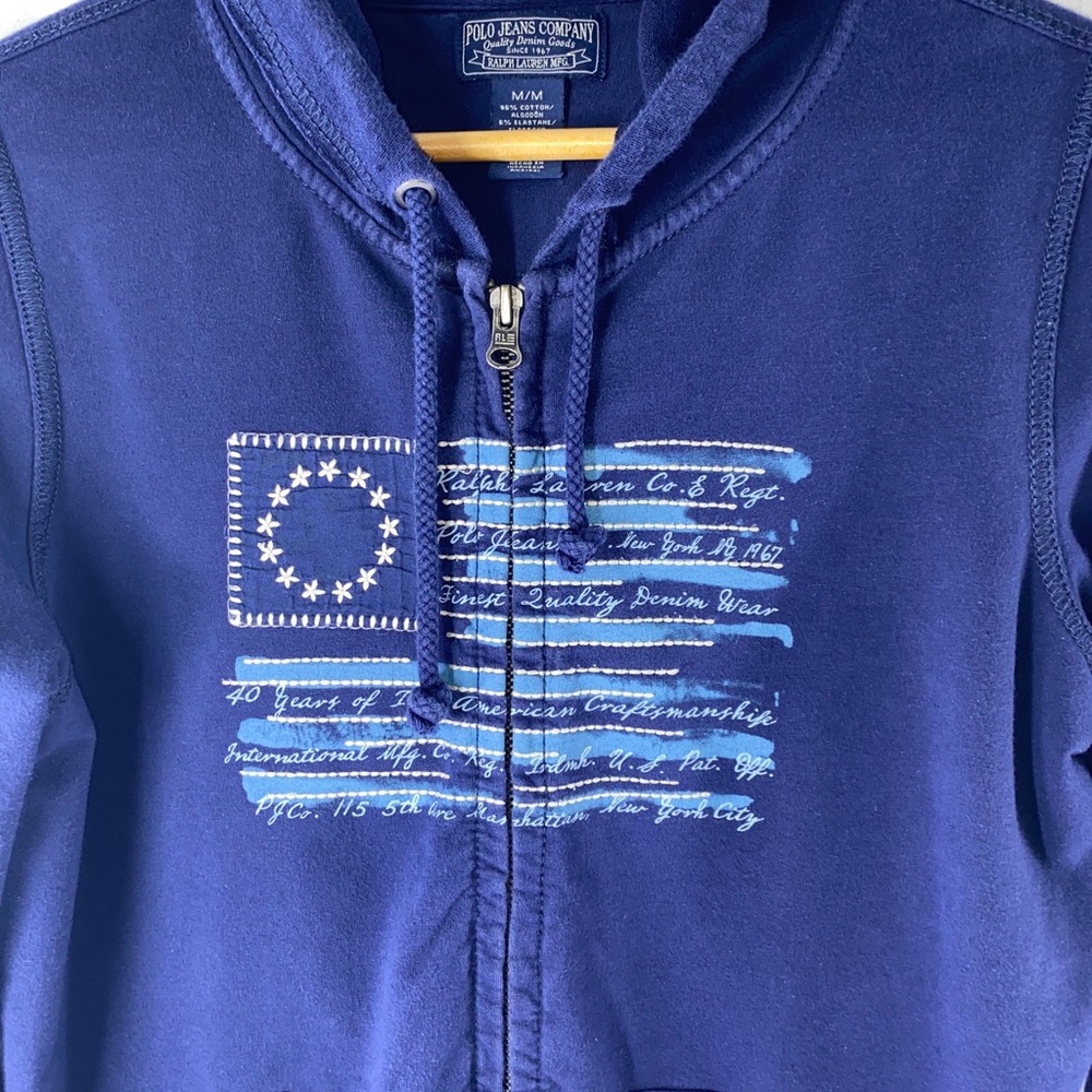 Y2K Polo Ralph Lauren Full Zip
Hoodie Sweatshirt Blue Flag
Polo Jeans Co - Picture 2 of 12